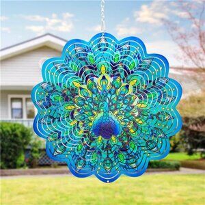 Peacock Metal Wind Spinners, Peacock Gift for Women Mom Grandma Wife, 12 Inch